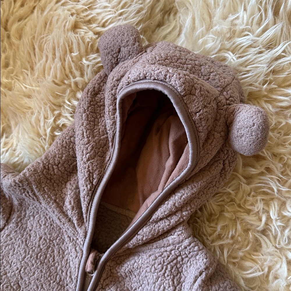 Cozy Brown Fleece Baby One Piece - Picture 2 of 4